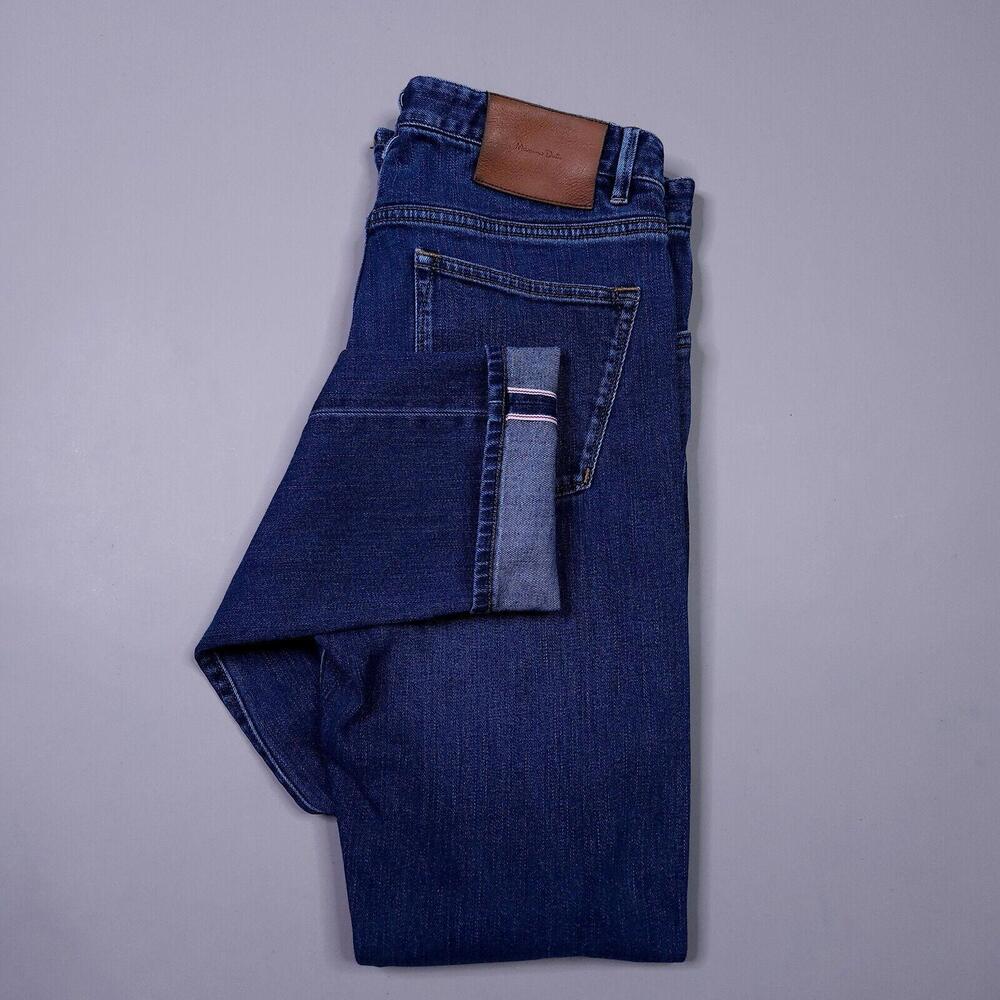 Massimo Dutti Slim Fit Selvedge Jeans Medium Wash Stretch Designer 30x32